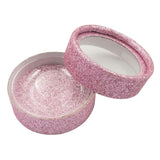 Maxbell Round Eyelash Carrier Container Storage Case Lashes Display Holder Box Glitter Pink