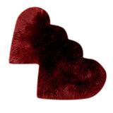 Max Heart Shaped Area Rug, Artificial Wool Shaggy Floor Mat Carpet Wine Red