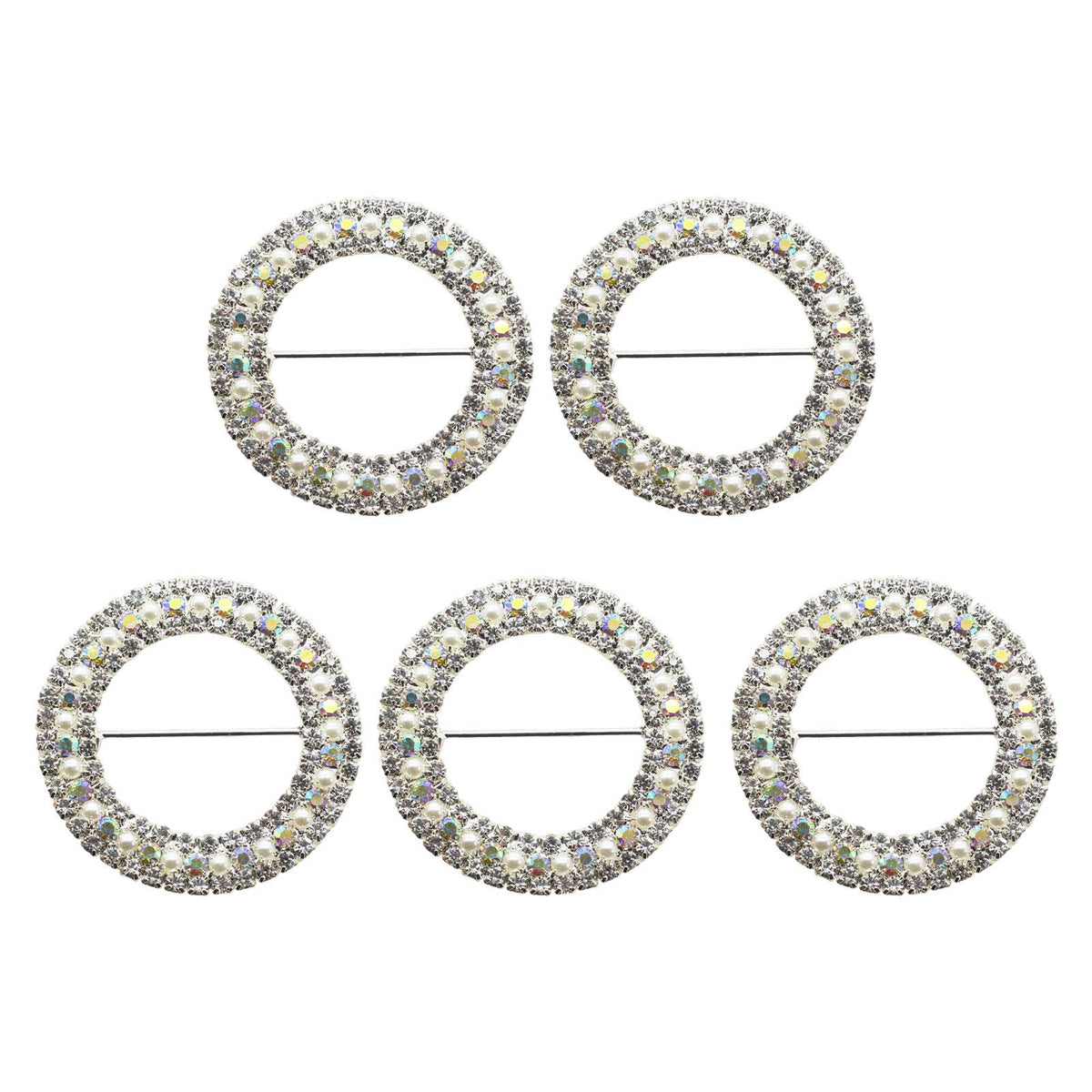Maxbell 10x Round Metal Flatback Buckles Gift Slider Fittings Decor for Invitation Argent
