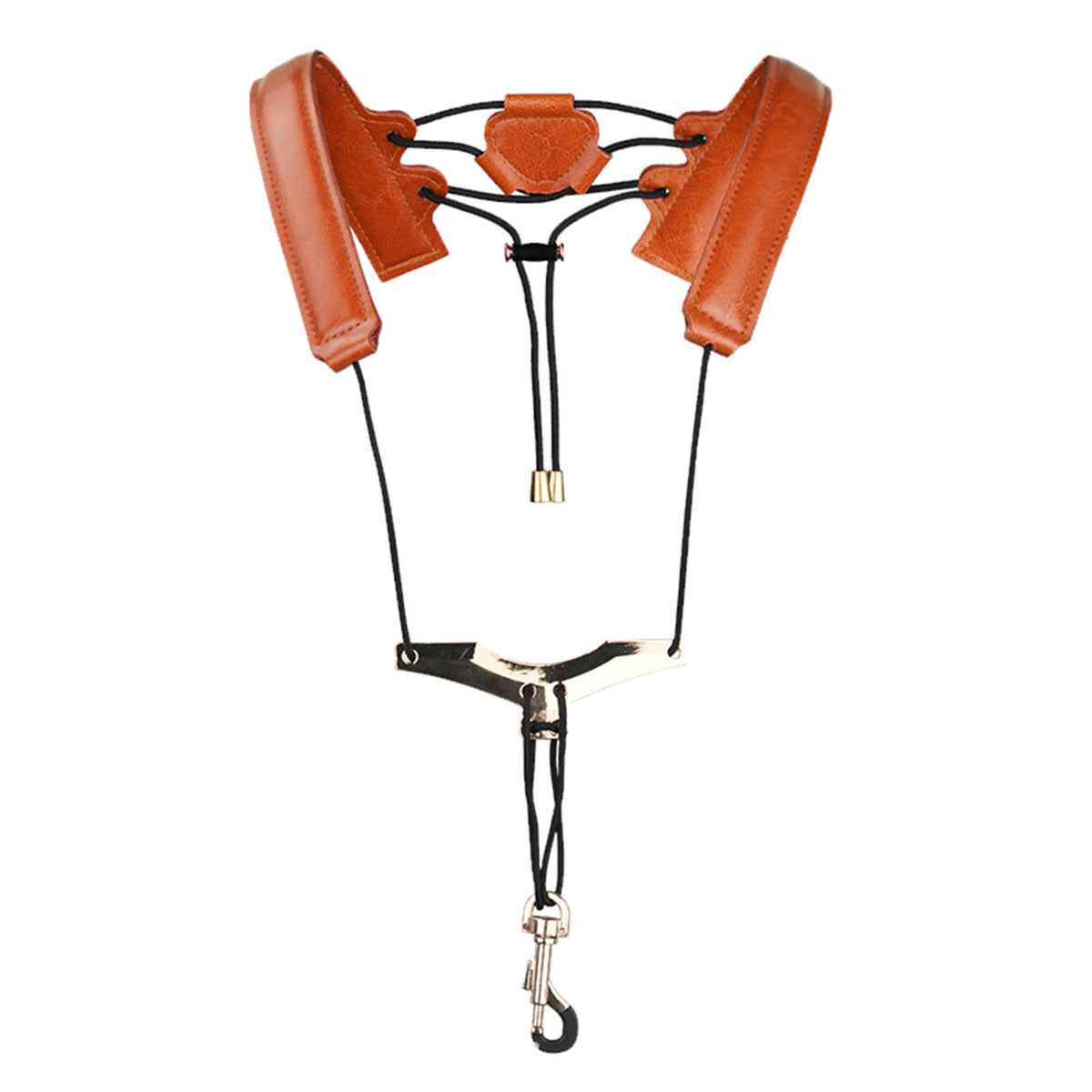 Maxbell Saxophone Strap Shoulder Harness Soft for Sax Bass Tenor Alto Clarinet Brown