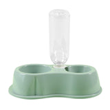 Maxbell Pet Cat Double Bowl Feeder Automatic Water Dispenser Bottom Non Slip Durable Light Green