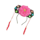 Maxbell Qing Headband Floral Hairband for Dressing Stage Performance Cosplay Rose Red