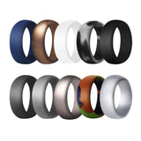 Maxbell 10Pcs 8.7mm Wide Flexible Rubber Silicone Wedding Finger Ring Band US Size13