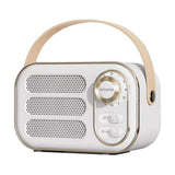 Maxbell Cute Retro Style Speaker with PU Leather Handle V5.0 for Party Kitchen White