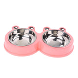 Maxbell Frog Shape Dog Feeder Double Food Bowls Water Dish  Pink