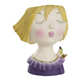 Maxbell Cute Girls Plant Pot Creative Resin Flowerpot for Indoor Outdoor Decor Purple