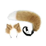 Maxbell Faux tail fox Furry Easy wearing Clip Ears for Women Teen Halloween Camel of White