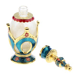 Maxbell Vintage Crown Pattern Empty Glass Refillable Perfume Bottle Container Blue Gold