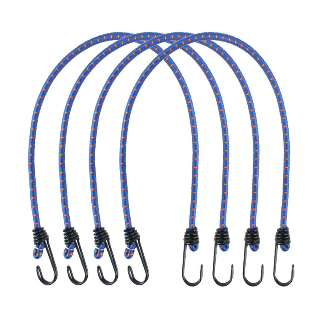 Max 4 Pieces Elastic Bungee Cord Rope Luggage Packing Strap &Hook Outdoor Blue