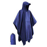 Maxbell Hooded Rain Poncho Portable Rainwear Jacket for Backpacking Navy Blue