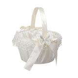 Maxbell Wedding Flower Basket White Elegant Flower Girl Basket for Special Occasions Butterfly