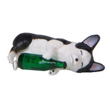 Max Holding Winebottle Mini Corgi Huskie Dog Figurine Decor Green Bottle Huskie