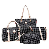 Maxbell 6pcs/Set Leather Handbag Shoulder Bags Purse Messenger Clutch Bags Black