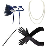 Maxbell 1920S Feather Headband Feather Headpiece for Theme Party Performances Stage 4 Pieces Blue