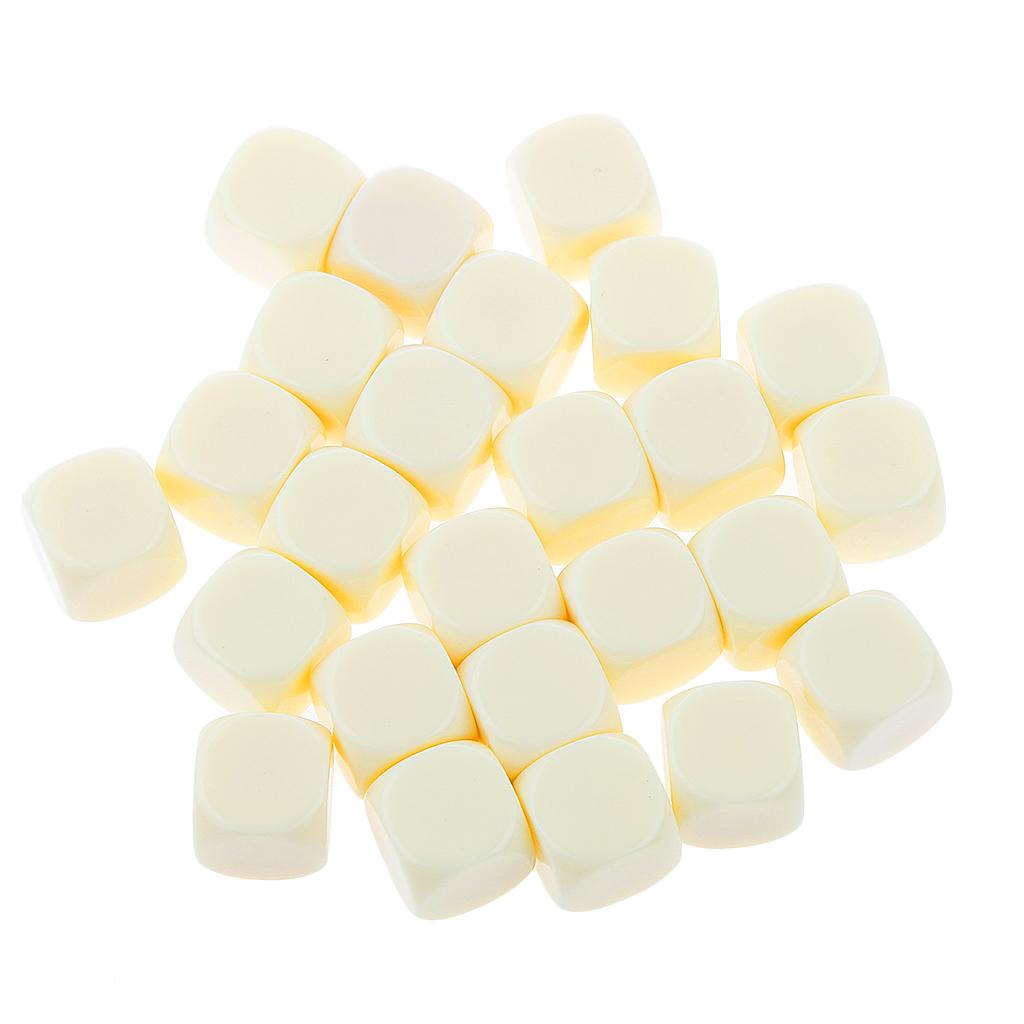 Maxbell Pack of 25pcs Opaque Beige Blank D6 Six Sided Dice Teaching Resources Party Supplies