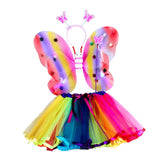 Maxbell Girls Fairy Costume Light up Butterfly Wing Tutu for Carnival Birthday Party Colorful