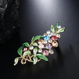 Maxbell Elegant Women Rhinestone Crystal Green Enamel Leaves Leaf Brooch Pin Jewelry