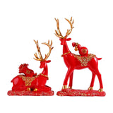 Maxbell Reindeer Lover Figurines Decoration Accents Resin Deer Statues for Fireplace Red