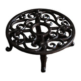 Maxbell Rustic Cast Iron Teapot Warmer Stable Graceful Hollow Out for Balcony Patio Round