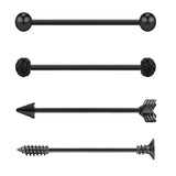Max Maxb 4 Pieces Stainless Steel Industrial Barbell Earrings Black