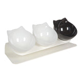 Maxbell Raised Cat Bowls Durable Cat Food and Water Bowl for Indoor Cats Puppy 2 White Black
