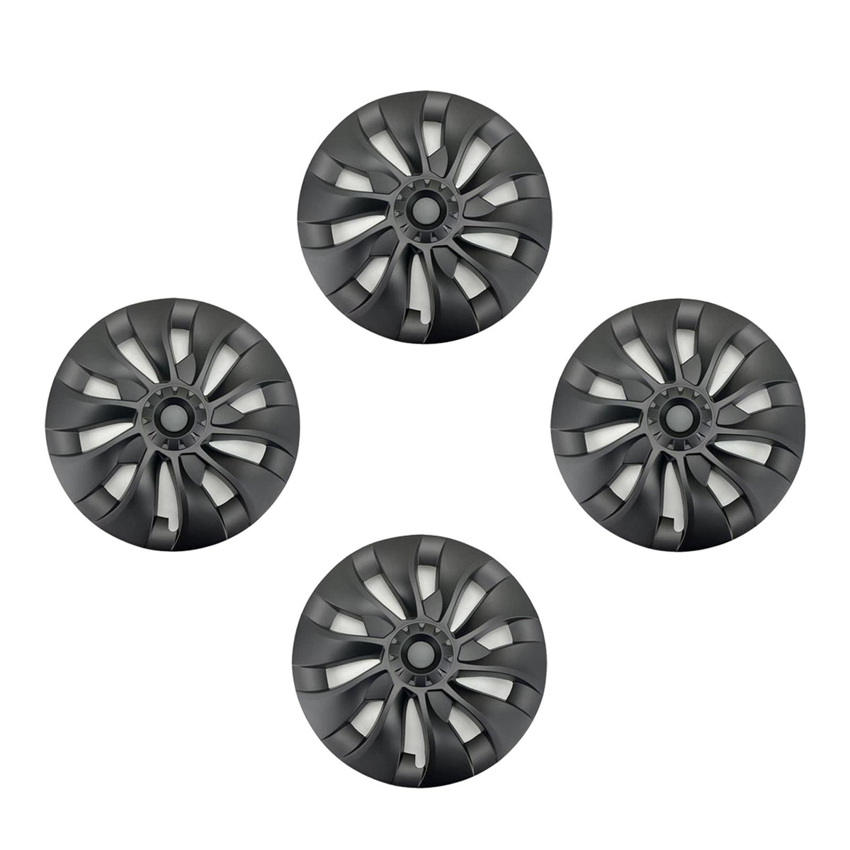 Maxbell 4Pcs 18" Hub Cap Wheel Cap Cover Automobile Durable for Tesla Model 3 Matt Black
