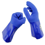 Maxbell 1 Pair Blue Oil Resistant Safety Work Gloves Chemical Resistant Gauntlet XL