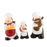 Maxbell 3x Chef Statue Figurines Sculpture Resin Ornaments Decorative Collectible