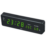 Max Led Digital Alarm Clock Temperature Humidity Display Clock  Green
