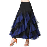 Max Flamenco Ballroom Waltz Dance Big Swing Skirt Womens Modern Costumes Black Royal Blue