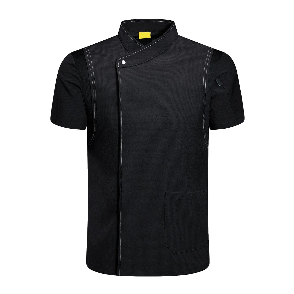 Maxbell Chef Coat Jacket Short Sleeve Cafe Restaurant Apparel Pub Unisex Uniform Black L