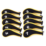 Maxbell 10Pcs Golf Iron Headcover Set Golf Club Head Cover Putter for Outdoor Sports Yellow and Black