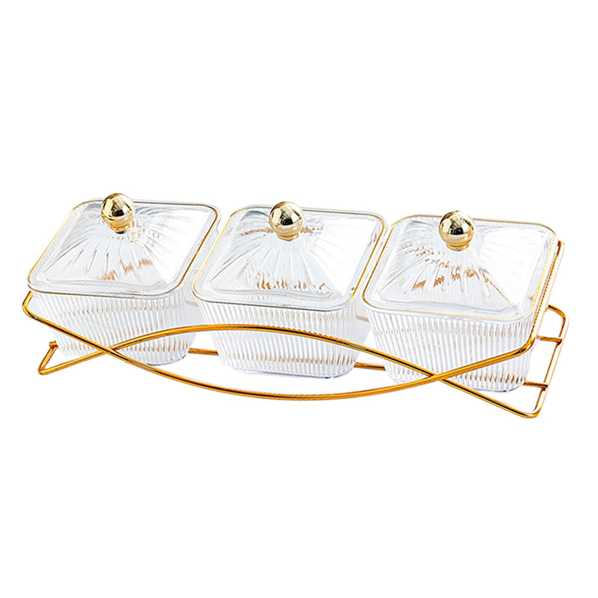 Maxbell Nordic Serving Platter with Lid 3 Snack Serving Bowls for Home Sweet Cookies Clear