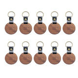 Maxbell 10x Wood Keychain Blanks Printed with Key Tags for Birthday Decoration Car Round
