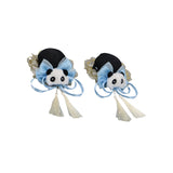 Maxbell 2x Chinese Style Hair Clips Panda Barrette Hanfu Qipao Tassel Snap Hairpins Blue