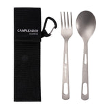 Maxbell Titanium Camping Tableware Durable Ultralight for Backpacking Tableware Fork Spoon Black Bag