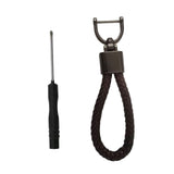 Maxbell Car Keychain D Shape Ring Classic PU Leather Universal for Men Women Coffee