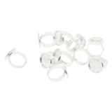 Max Maxb 10pcs 16mm Blank Round Bezel Tray Cabochon Adjustable Brass Ring Silver