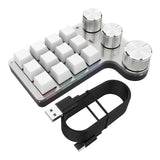 Maxbell Portable Numeric Keypad 9 Keys 3 Knob Program RGB for PC Laptop Tablet White