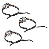 Maxbell 3x Empty Stone Holders Bracelets Cage Without Stone Adjustable Stretch Black