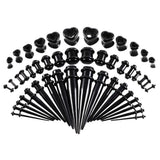 Maxbell 48pcs Acrylic Ear Stretchers Expander Ear Tapers Heart Tunnels Plugs Black