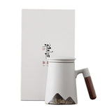 Maxbell Large Capacity Porcelain Tea Mug with Lid for Hotel Coffee Shop Accessories White +Gift Box