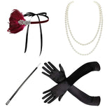 Maxbell 1920S Feather Headband Feather Headpiece for Theme Party Performances Stage 4 Pieces Wine Red