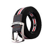 Maxbell Canvas Belt Woven Wide Casual Strap for Trousers Jeans Accessories Travel Red Stripe 110cm