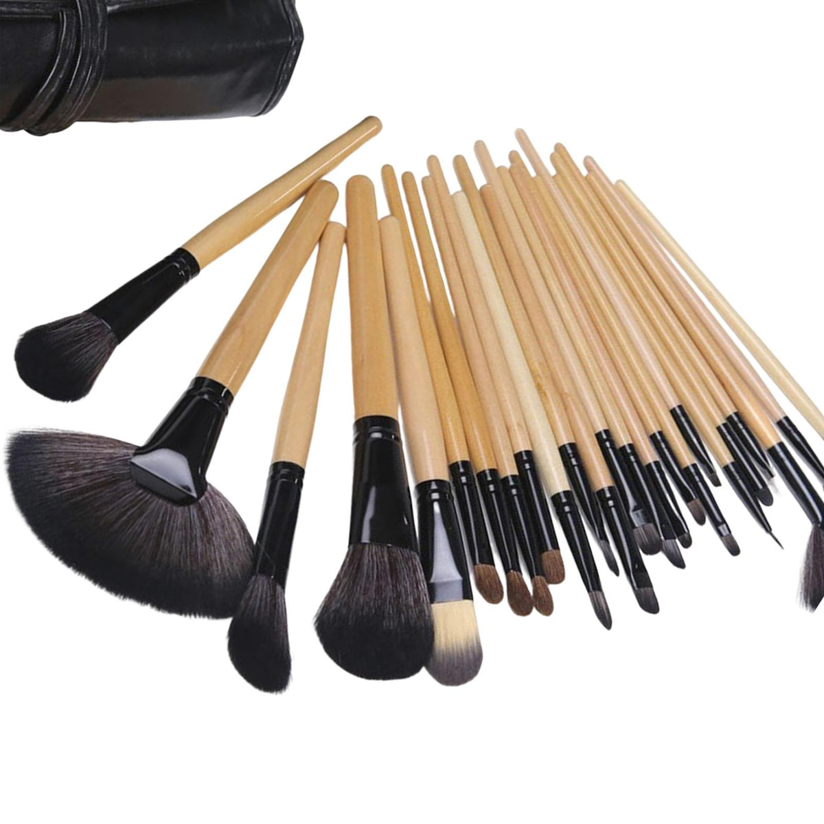 Maxbell Makeup Brush Sets with Roller Bag Shadows Brush Powder Brush for Women Gifts Natural