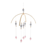Max Kids Crib Mobile Bell Wooden Wind Chime Hanging Room Decor Gray and Pink