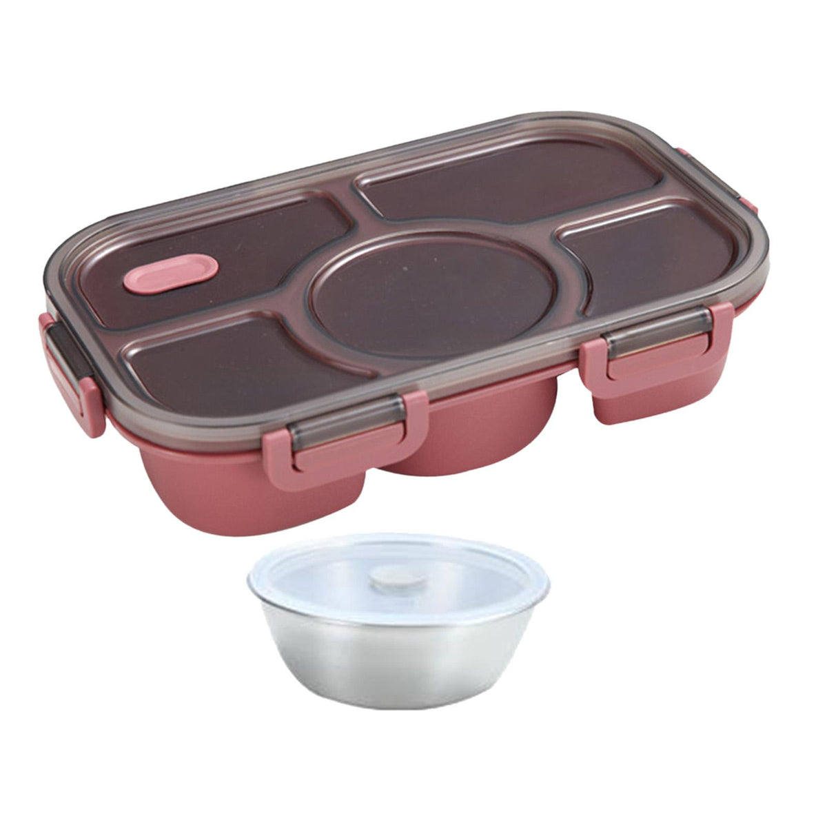 Maxbell Portable Lunch Box Bento Box Multifunctional for Hiking Camping Red With Bowl
