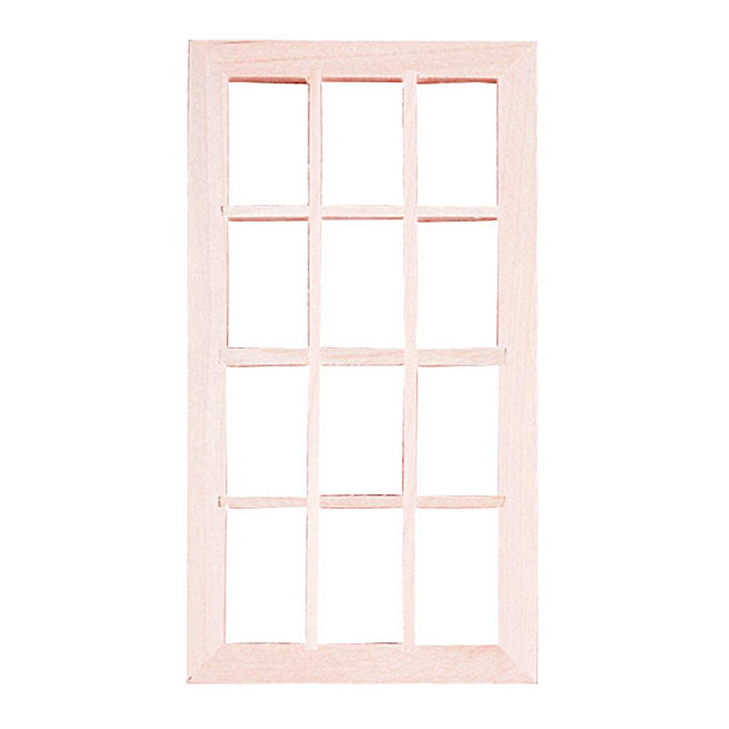 Maxbell 1pc 1/12 Wooden Window 12 Spaces Dollhouse Miniatures Furniture Decoration