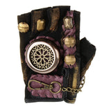 Max Steampunk Vintage Fingerless Artificial Leather Gloves Cosplay L Left hand