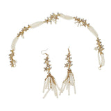Max Women Bridal Hair Band Pearls Earrings Set Wedding Party Prom Headpiece
